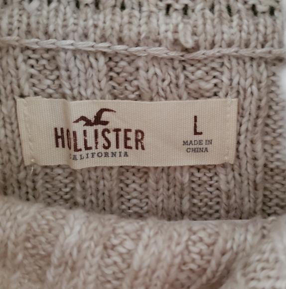 NWOT Hollister L Normcore Cabincore Neutral Cozy Cable Knit Turtleneck Sweater - Picture 3 of 11